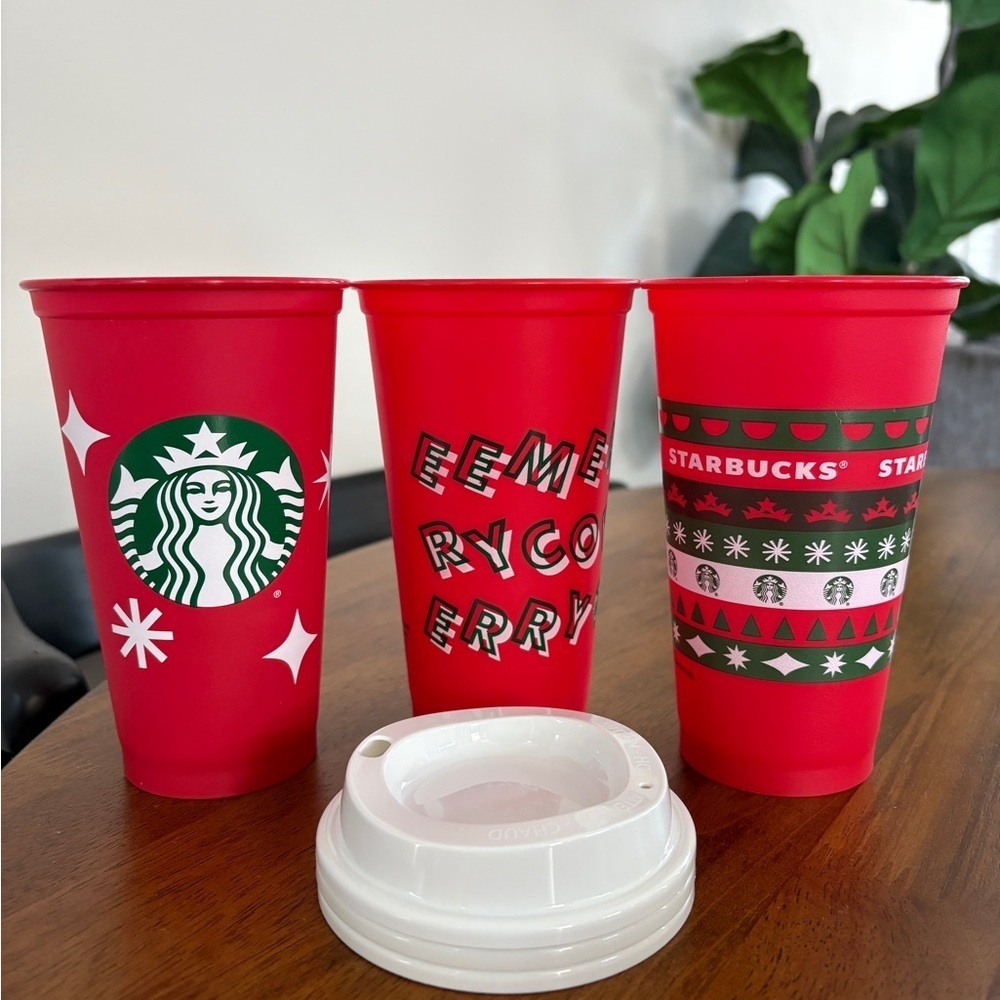 Starbucks Festive Red and Green Holiday Reusable Cups